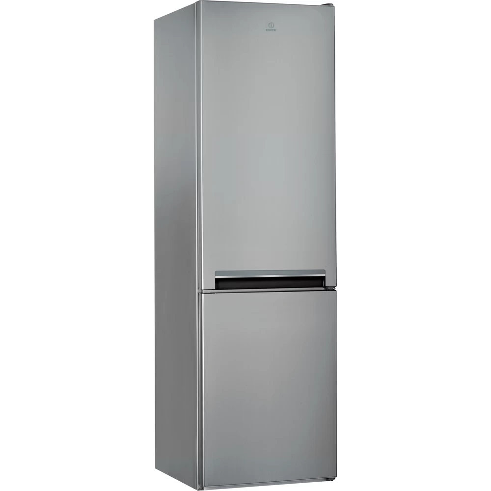 INDESIT Refrigerator LI9 S1E S Energy efficiency class F, Free standing, Combi, Height 201.3 cm, Fridge net capacity 261 L, Freezer net capacity 111 L, 39 dB, Silver