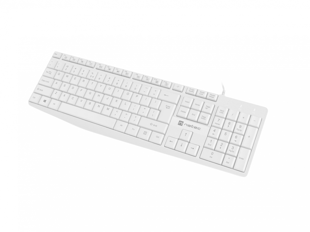 Natec | Keyboard | Nautilus NKL-1951 | Keyboard | Wired | US | White | USB Type-A | 390 g