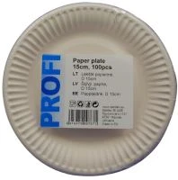 Taldrik, Profi,  paber, valge, D15cm, 100tk / pakk