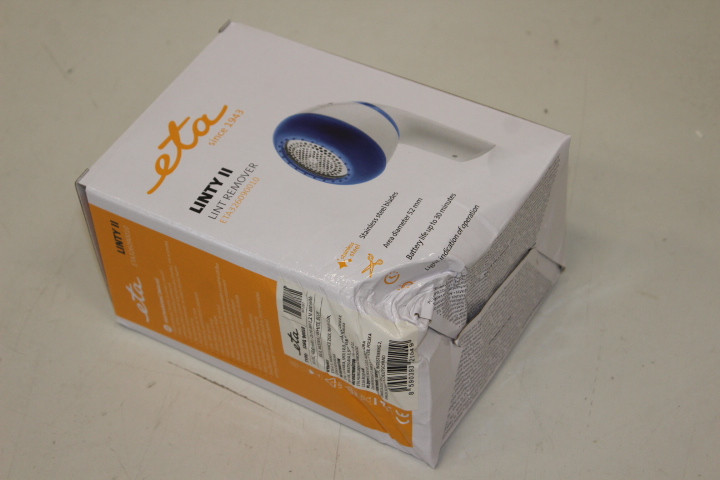 SALE OUT. ETA ETA326090010 Linty II Lint remover, Cordless, Operating time 30 min, Blue/White ETA Lint remover ETA326090010 Linty II Blue/White, Rechargeable battery, DAMAGED PACKAGING