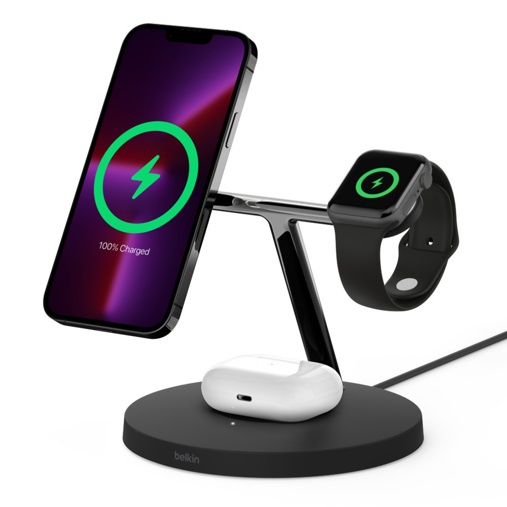 Belkin | Pro MagSafe 3in1 Wireless Charging Stand + AC Power Adapter | BOOST CHARGE