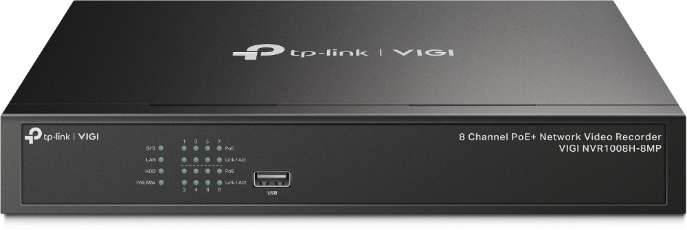 TP-Link VIGI NVR1008H-8MP võrguvideosalvesti (NVR) Must