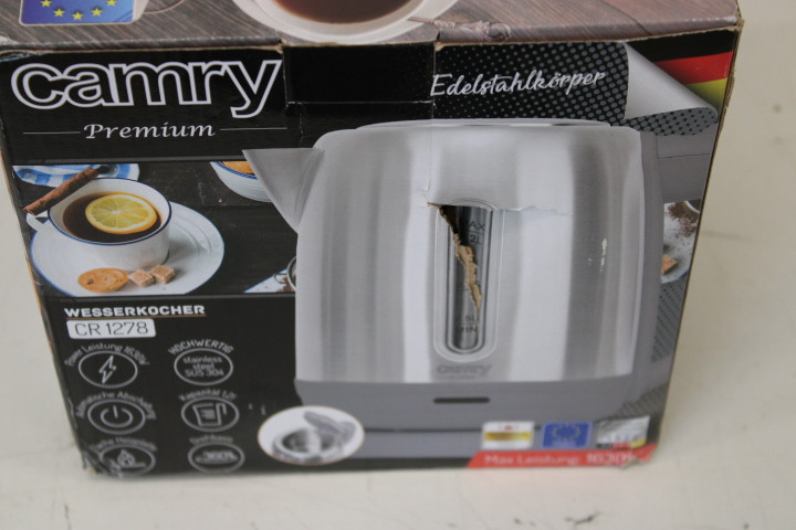 SALE OUT.  Camry Kettle CR 1278 Standard, 1630 W, 1.2 L, Stainless steel, 360° rotational base, Stainless steel, DAMAGED PACKAGING, SMALL DENT ON SIDE
