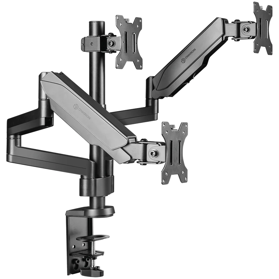 ONKRON Triple Monitor Desk Mount Stand for 13-32-Inch LCD LED Screens up to 8 kg, Black