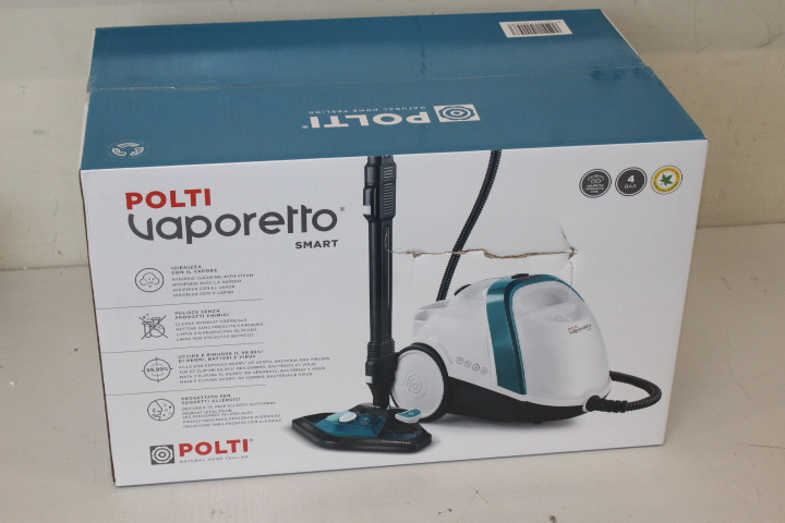 SALE OUT. Polti PTEU0277 Vaporetto Smart 100_T Steam cleaner, Corded, Power 1500 W, Water tank 2 L, Working radius 7.5 m, White/Green Polti Steam cleaner PTEU0277 Vaporetto Smart 100_T Power 1500 W, Steam pressure 4 bar, Water tank capacity 2 L, White, DAMAGED PACKAGING