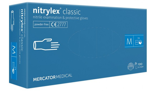 Uhekordsed kindad NITRYLEX Classic, nitriil, puudrita, sinine, M,100