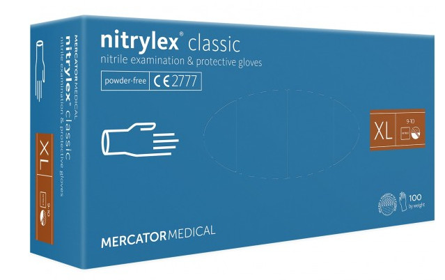 Ühekordsed kindad NITRYLEX Classic, nitriil, puudrita, sinine, XL,10