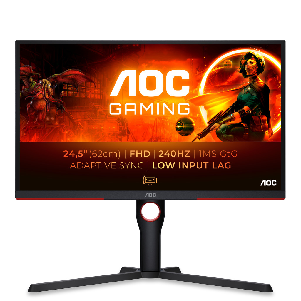 AOC | Monitor | 25G3ZM/BK | 24.5 " | VA | FHD | 16:9 | 240 Hz | 1 ms | 1920 x 1080 | 300 cd/m² | HDMI ports quantity 2 | Black/Red | Warranty 36 month(s)