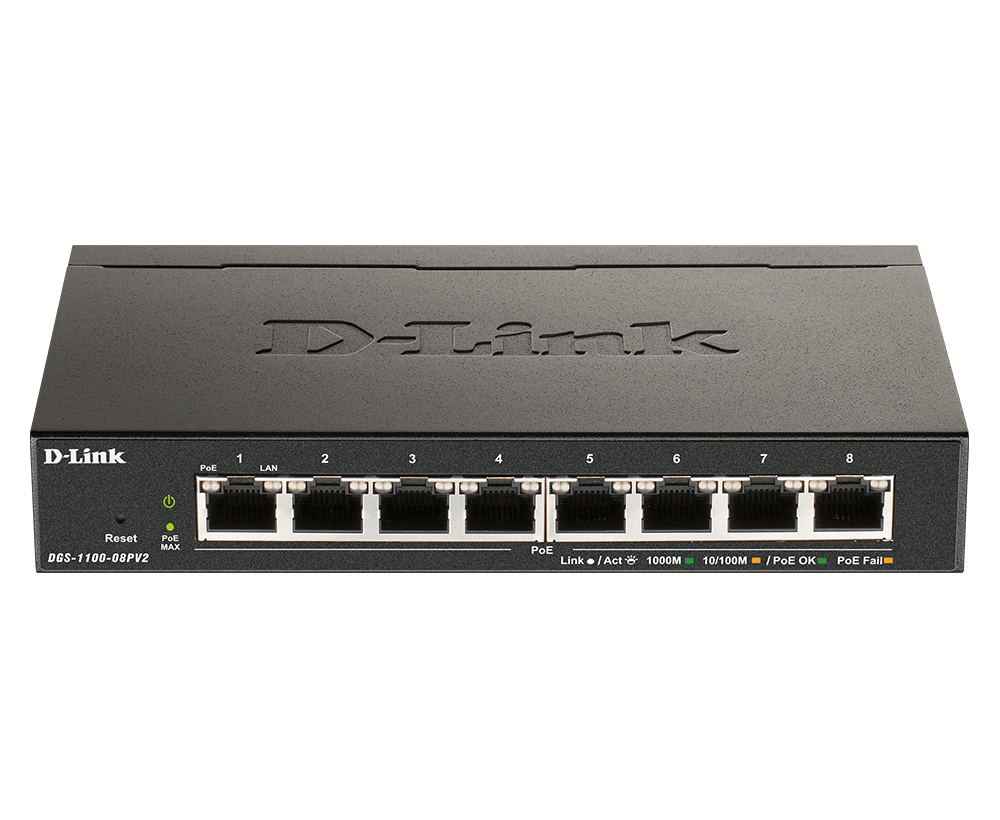 D-Link | 8-Port Gigabit PoE Smart Managed Switch | DGS-1100-08PV2 | Web managed | Desktop | Power supply type External