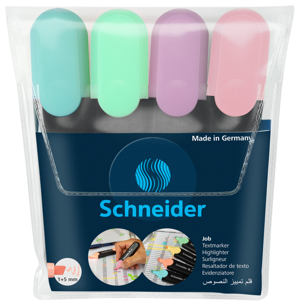 Tekstimarker Schneider Job Pastel highlighter, 4tki