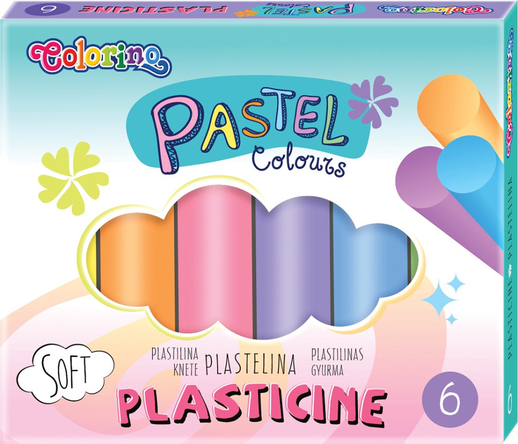 Plastiliin, 6 värv,i ümmargune, pastelne