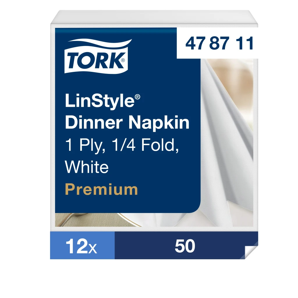 Õhtusöögisalvrätikud Tork LinStyle 4F valge, 39 x 39 cm, 50 tk. 478711