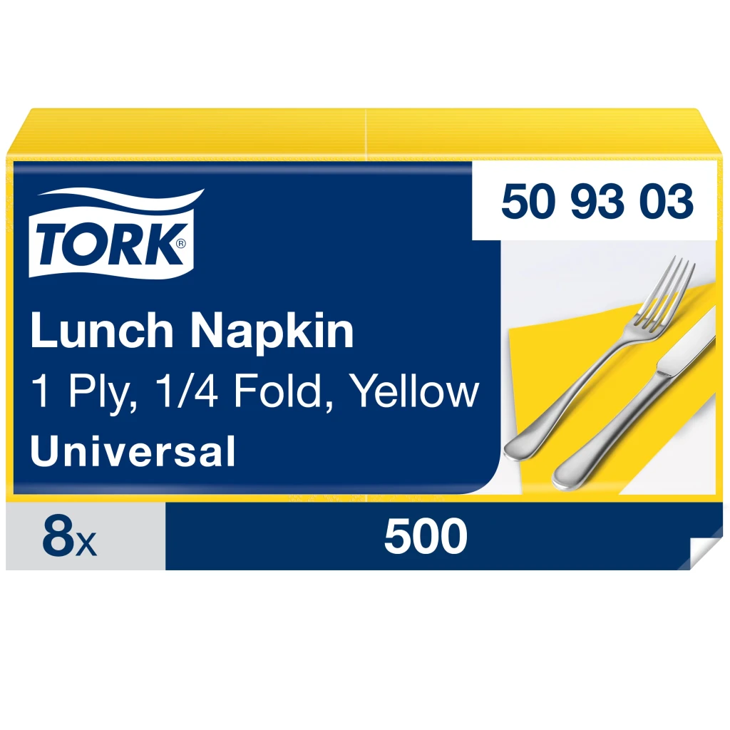 Lõunasöögisalvrätik Tork, 1-kihiline, kollane, 500tk 509303