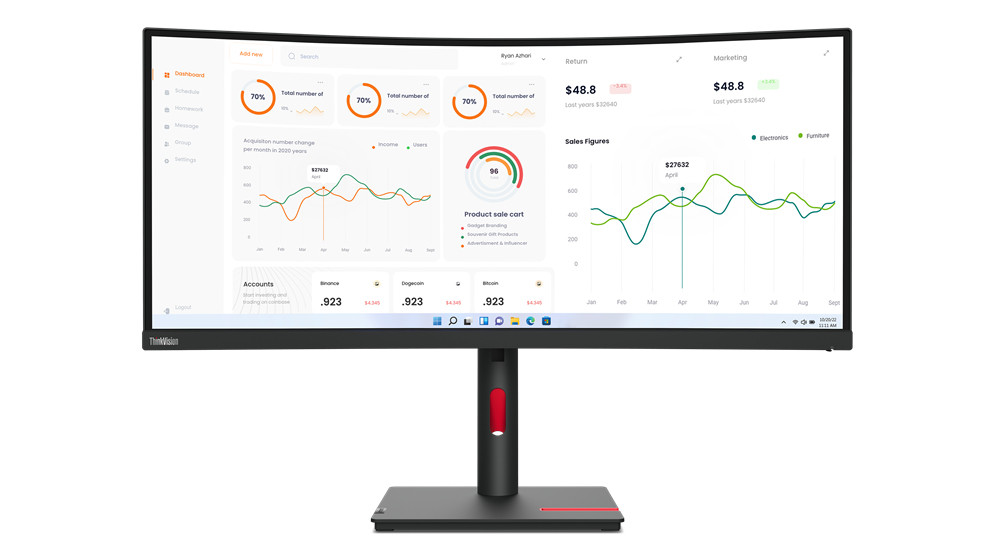 Lenovo | ThinkVision | T34w-30 | 34 " | VA | 21:9 | 60 Hz | 4 ms | 3440 x 1440 | 350 cd/m² | HDMI ports quantity 1 | Black | Warranty 36 month(s)