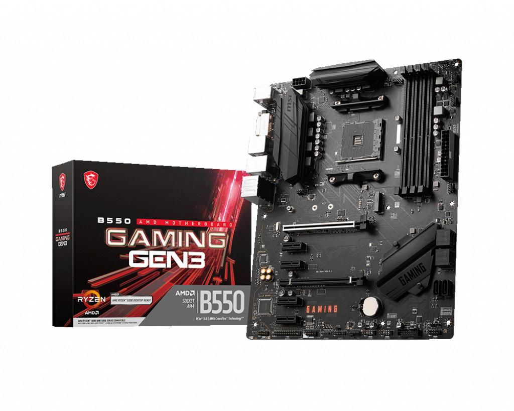MSI | B550 GAMING GEN3 | Processor family AMD | Processor socket AM4 | DDR4 DIMM | Memory slots 4 | Supported hard disk drive interfaces 	SATA, M.2 | Number of SATA connectors 6 | Chipset AMD B550 | ATX