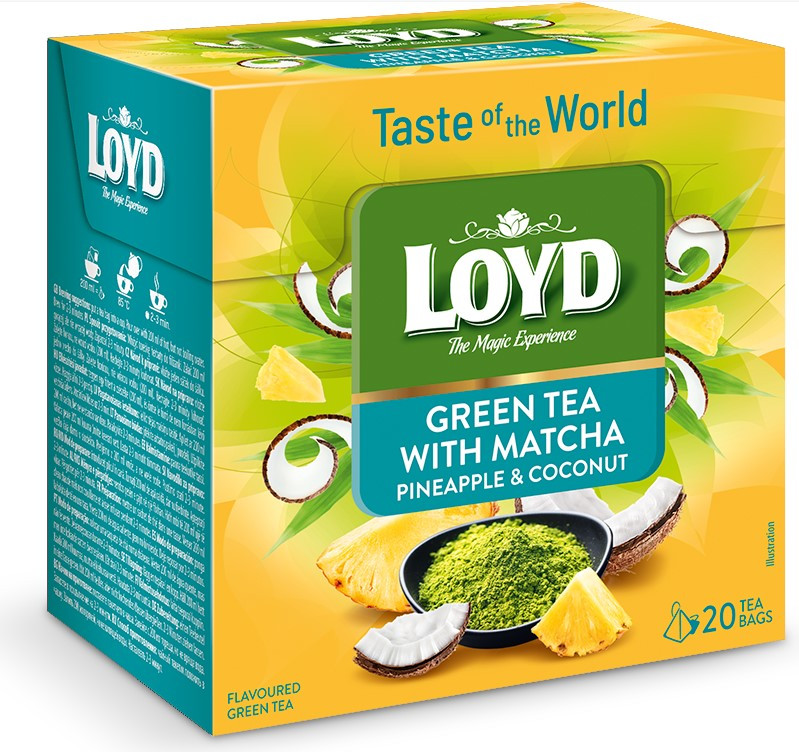 Roheline tee LOYD Matcha-, ananassi- ja kookosemaitseline 20 x 1.5g Tea Of The World