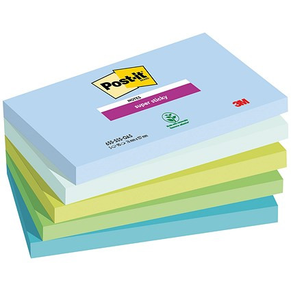 Märkmepaber Post-it® Super Sticky, Oasis Color, 76mm x 127mm, 5 tk
