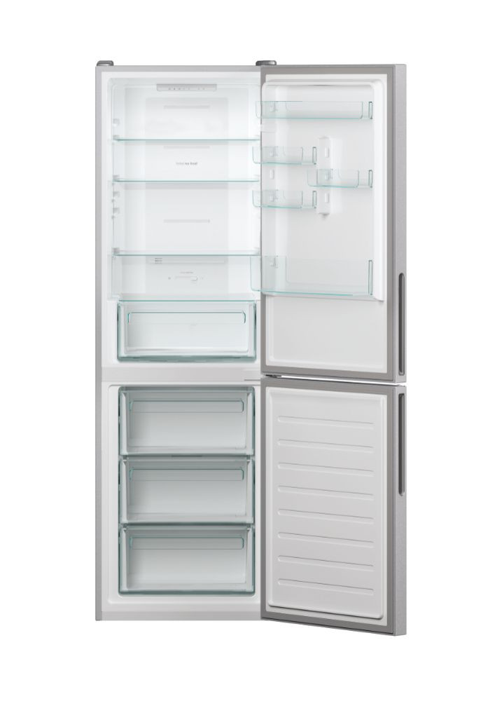 Candy Refrigerator CCE3T618FS Energy efficiency class F, Free standing, Combi, Height 1850 cm, No Frost system, Fridge net capacity 223 L, Freezer net capacity 119 L, Display, 39 dB, Silver