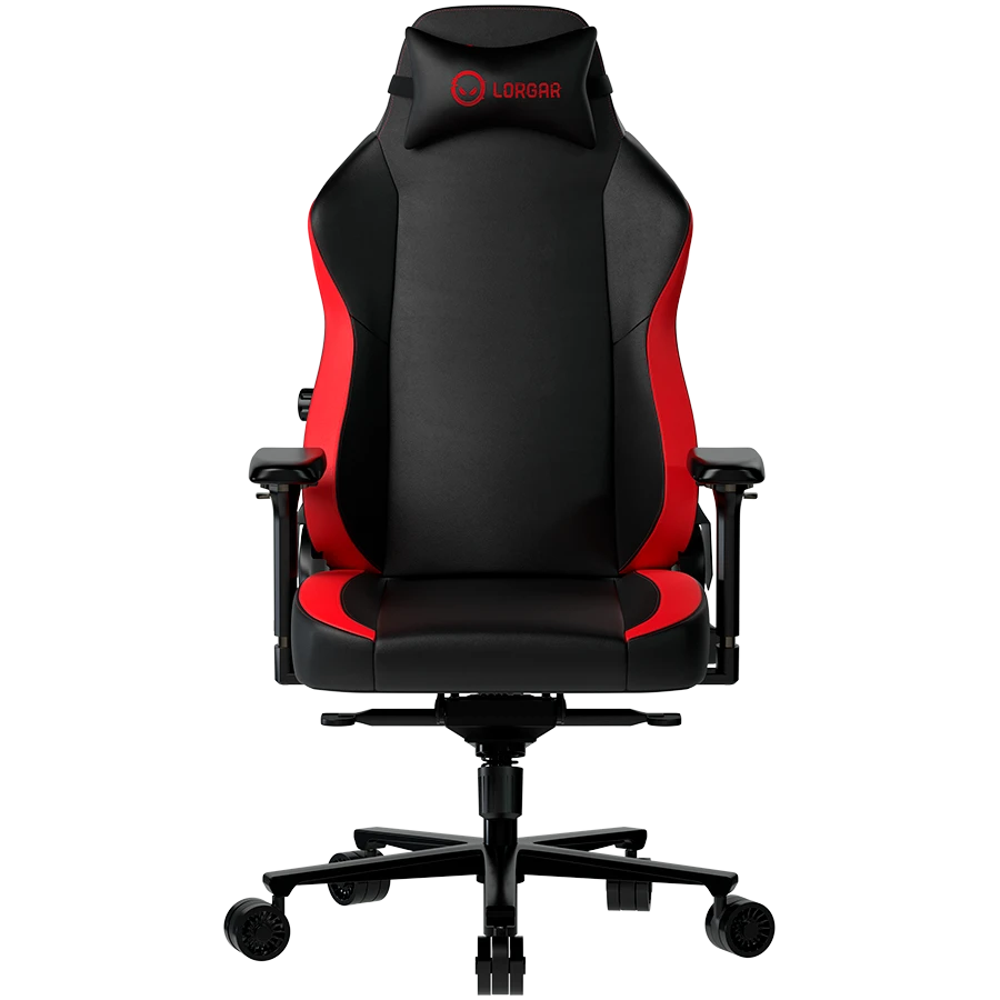 LORGAR Embrace 533, Gaming chair, PU eco-leather, 1.8 mm metal frame, multiblock mechanism, 4D armrests, 5 Star aluminium base, Class-4 gas lift, 75mm PU casters, Black + red