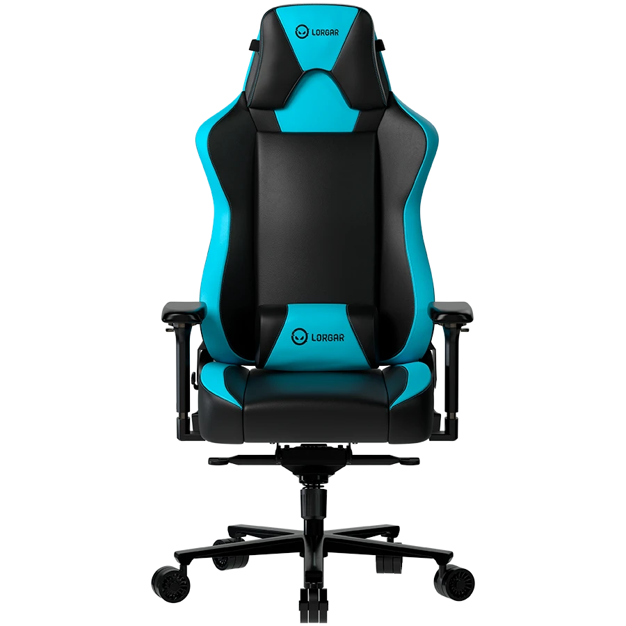 LORGAR Base 311, Gaming chair, PU eco-leather, 1.8 mm metal frame, multiblock mechanism, 4D armrests, 5 Star aluminium base, Class-4 gas lift, 75mm PU casters, Black + blue