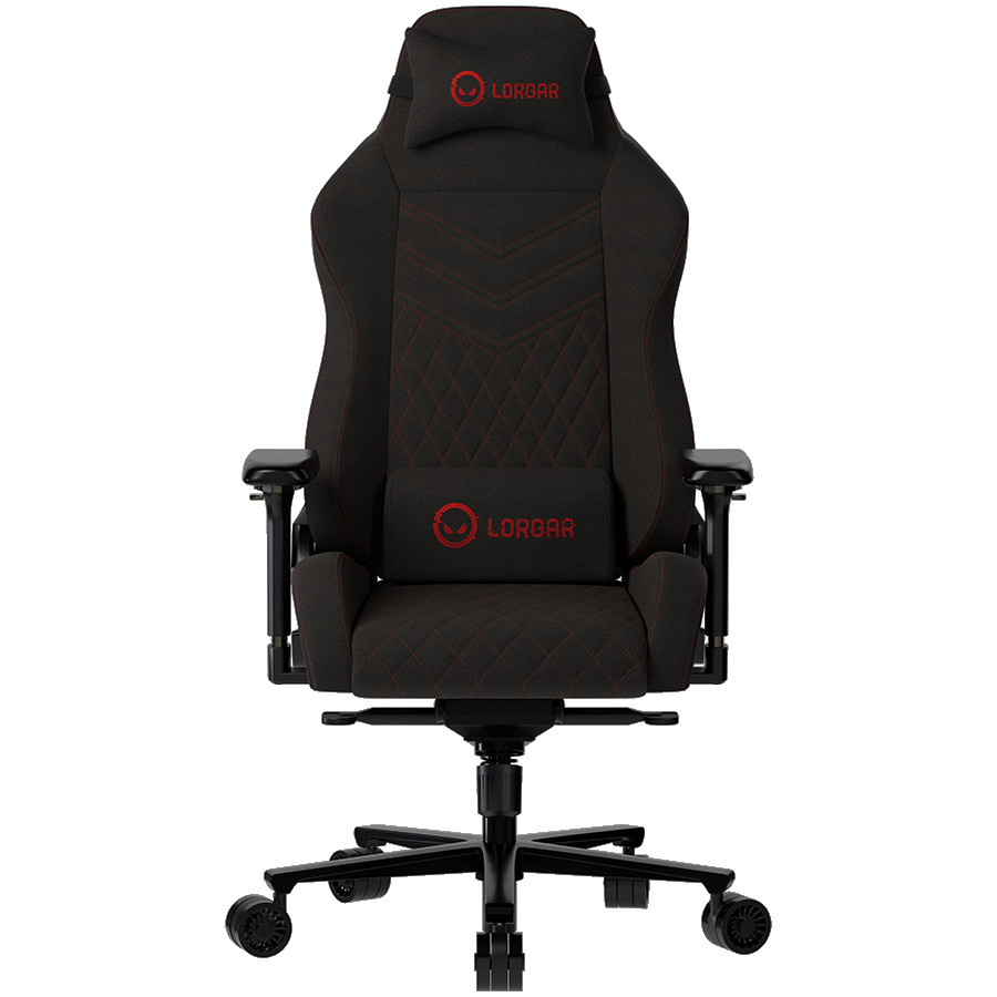 LORGAR Ace 422, Gaming chair, Anti-stain durable fabric, 1.8 mm metal frame, multiblock mechanism, 4D armrests, 5 Star aluminium base, Class-4 gas lift, 75mm PU casters, Black + red