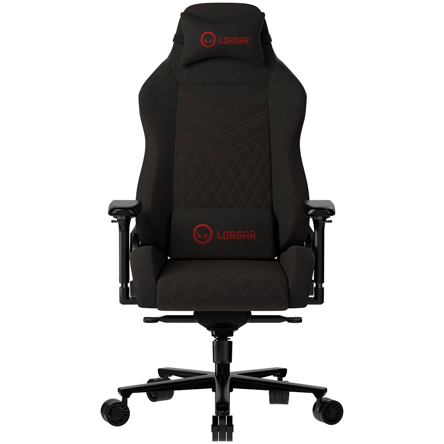 LORGAR Ace 422, Gaming chair, Anti-stain durable fabric, 1.8 mm metal frame, multiblock mechanism, 4D armrests, 5 Star aluminium base, Class-4 gas lift, 75mm PU casters, Black + red