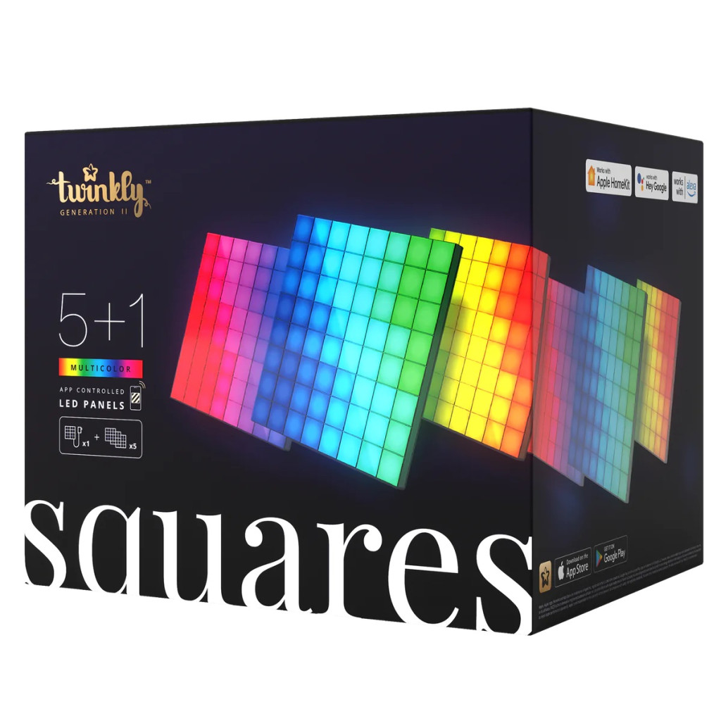Twinkly Squares Smart LED Panels Starter Kit (6 panels) | Twinkly | Squares Smart LED Panels Starter Kit (6 panels) | RGB – 16M+ colors