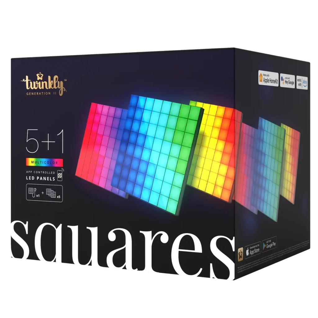 Twinkly|Squares Smart LED Panels Starter Kit (6 panels)|RGB – 16M+ colors