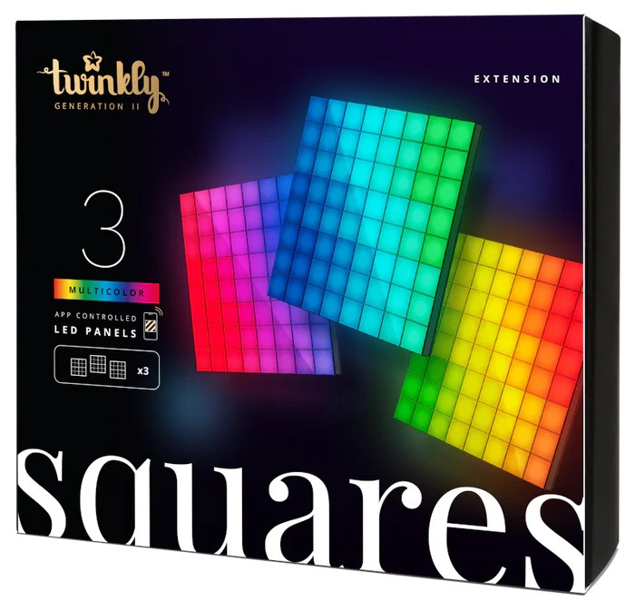 Twinkly Squares Smart LED Panels Expansion pack (3 panels) | Twinkly | Squares Smart LED Panels Expansion pack (3 panels) | RGB – 16M+ colors