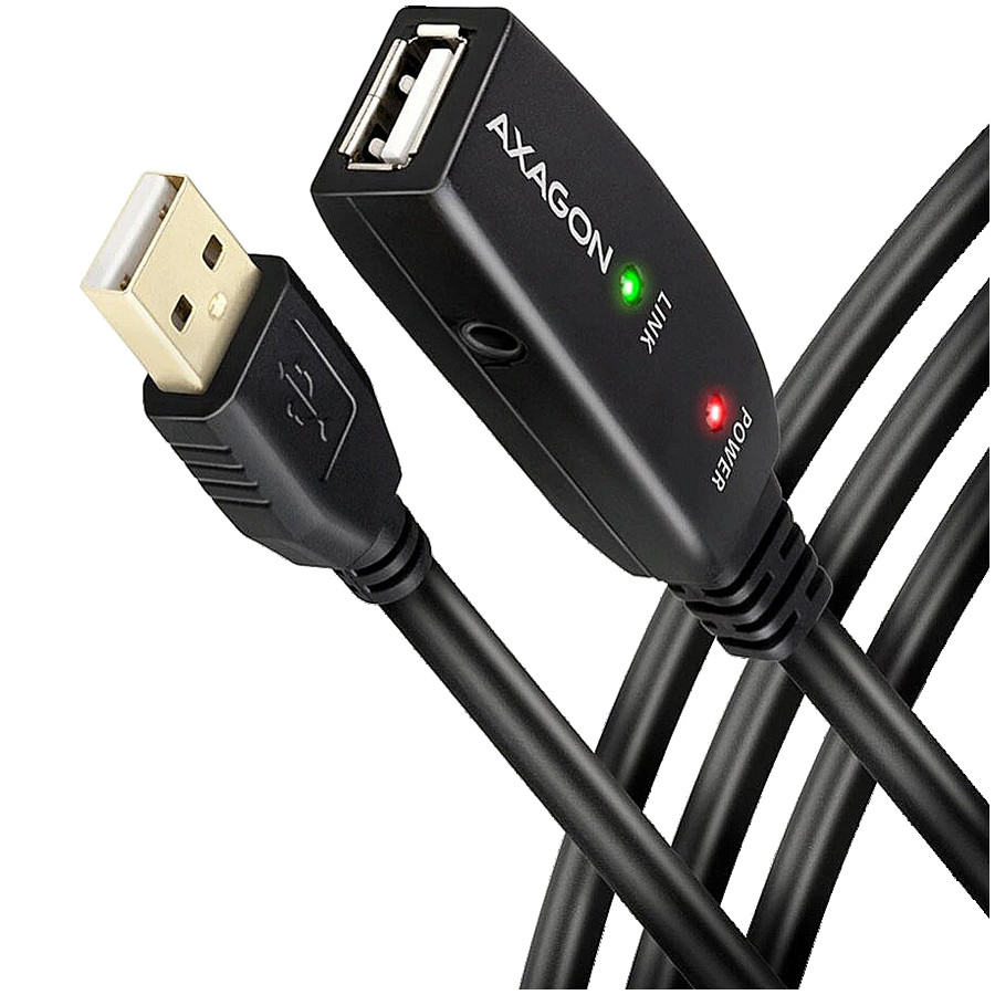 Axagon ADR-215 Active extension USB 2.0 A-M > A-F cable, 15 m long. Power supply option.