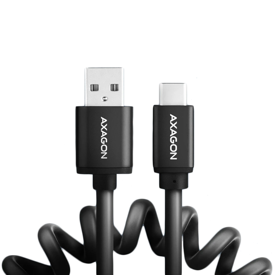 Axagon Data and charging USB 2.0 cable length 1.1 m. 3A. Black twisted.