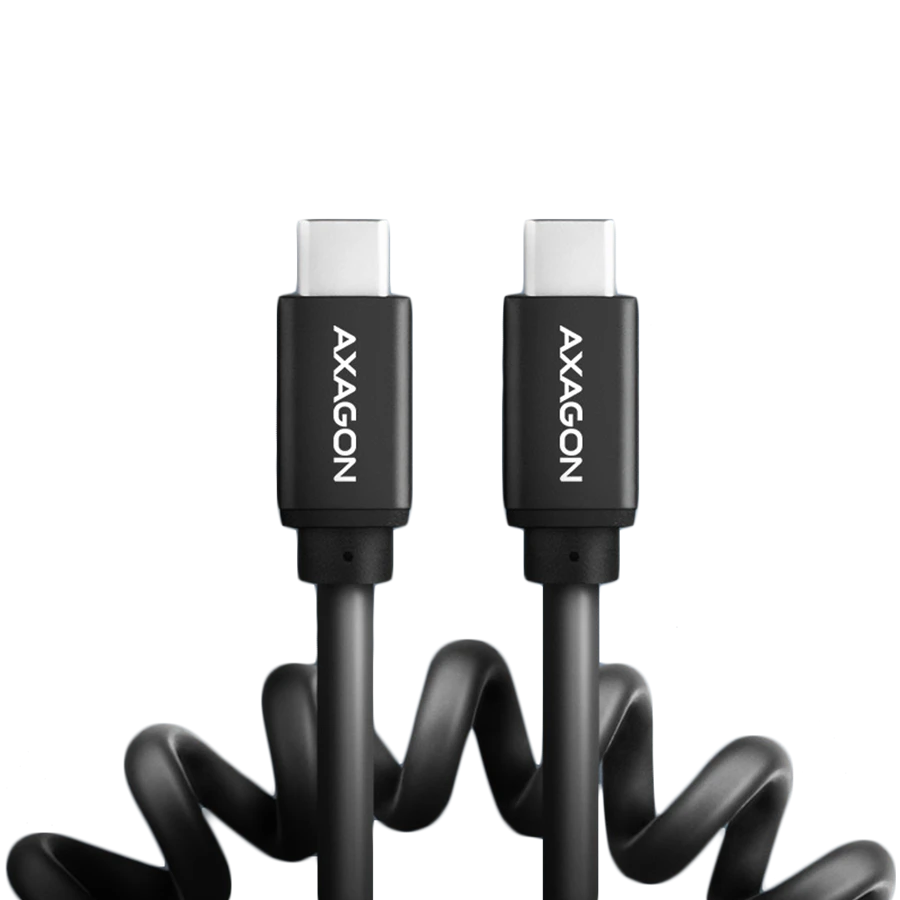 Axagon Data and charging USB 2.0 cable 1.1 m long. PD 60W, 3A. Black twisted.