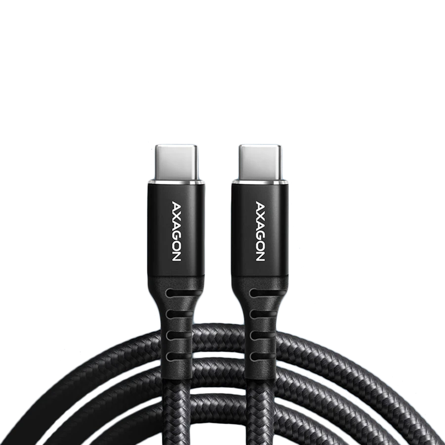 Axagon Data and charging USB 2.0 cable length 1 m. 3A. PD 60W, 3A. Black braided.