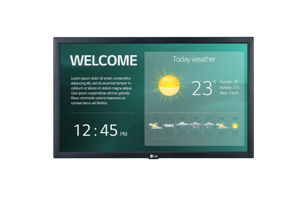 LG 22SM3G-B infoekraan Digital signage lameekraan 54,6 cm (21.5") IPS WiFi 250 cd/m² Full HD Must Sisseehitatud protsessor 16/7