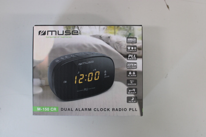 SALE OUT. Muse M-155CR Dual Alarm Clock Radio PLL Muse Dual Alarm Clock Radio PLL M-155CR NO ORIGINAL PACKAGING, Black