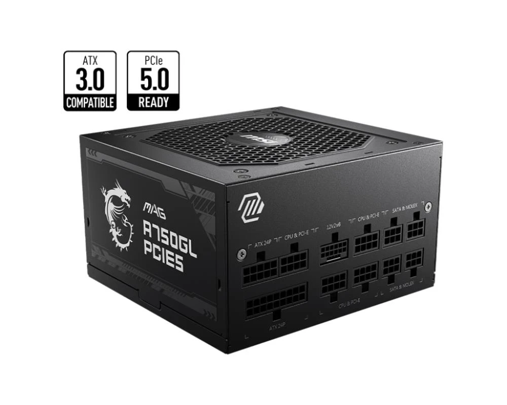 MSI MAG A750GL PCIE5 toiteallika komponent 750 W 20+4 pin ATX ATX Must