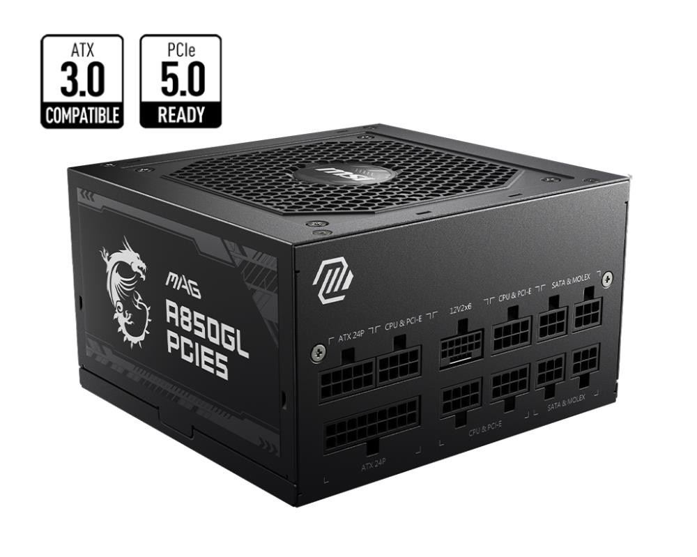 MSI MAG A850GL PCIE5 toiteallika komponent 850 W 20+4 pin ATX ATX Must