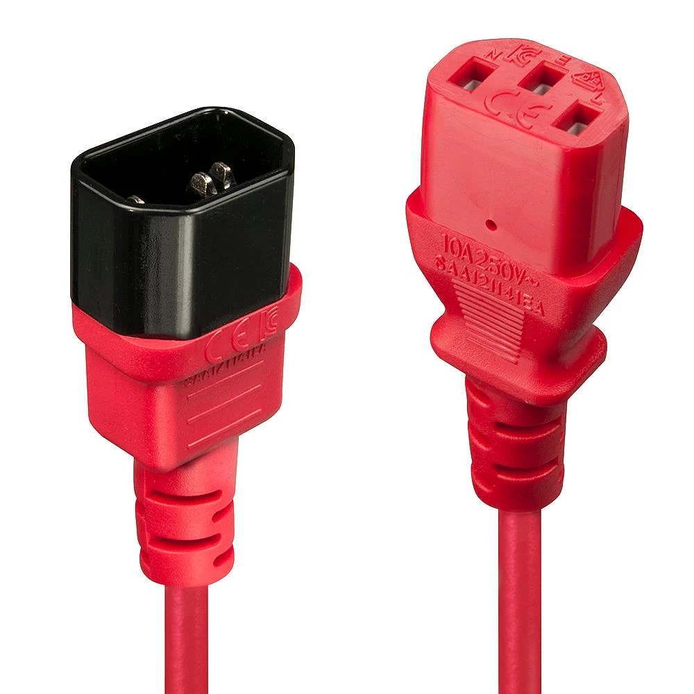 Lindy 30476 toitekaabel Must, Punane 0,5 m C14 pistikut C13 pistikut