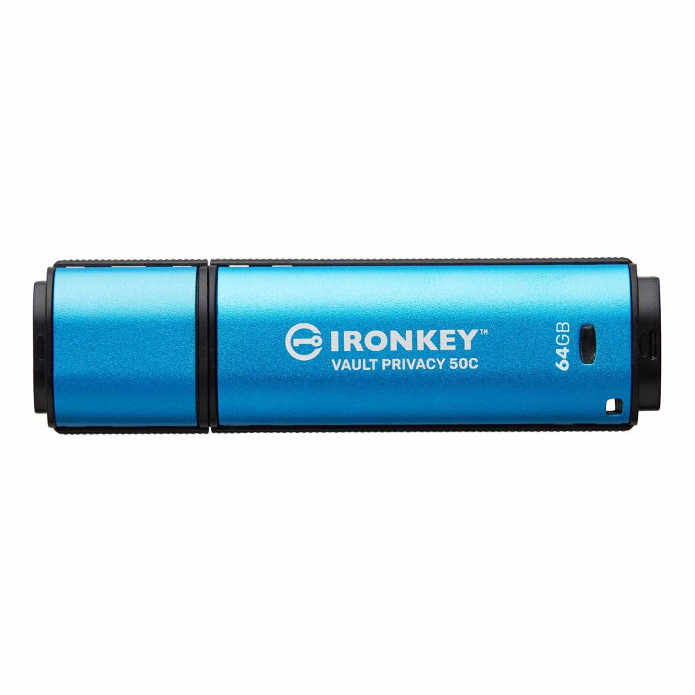 Kingston Technology IronKey Vault Privacy 50 USB-välkmälu 64 GB USB tüüp-C 3.2 Gen 1 (3.1 Gen 1) Must, Sinine