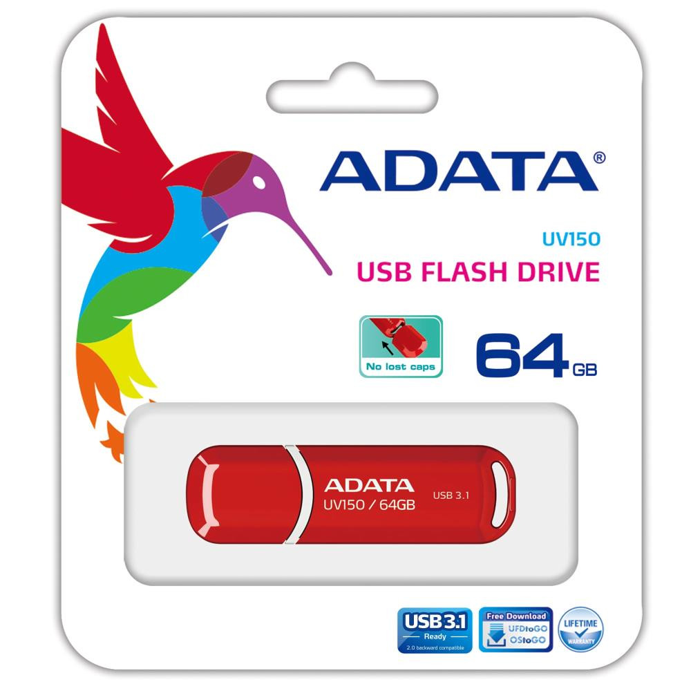 MEMORY DRIVE FLASH USB3.1 64GB/RED AUV150-64G-RRD ADATA