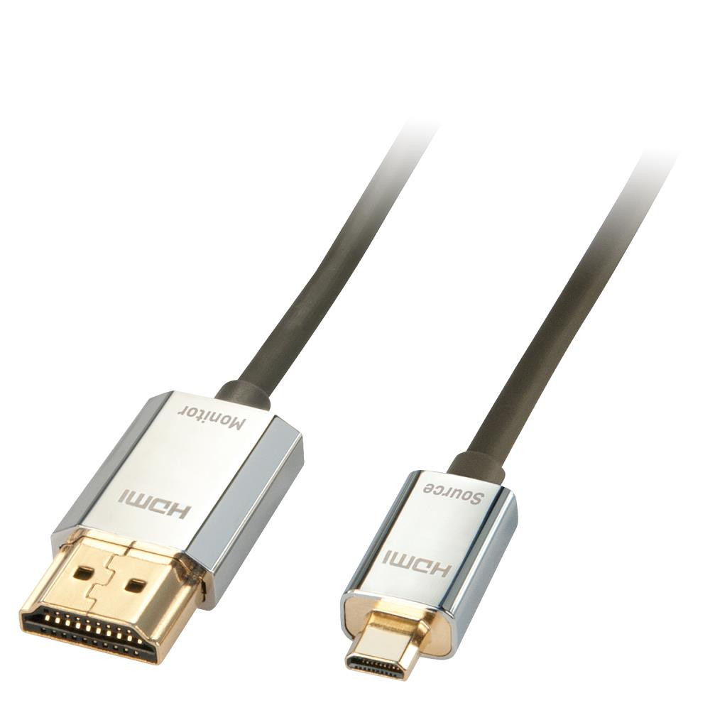 Lindy 41678 HDMI-kaabel 3 m HDMI tüüp A (Standard) HDMI tüüp D (Micro) Must, Kroom, Kuld