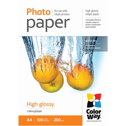 ColorWay High Glossy Photo Paper, 100 sheets, A4, 200 g/m²
