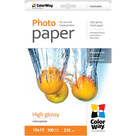 ColorWay High Glossy Photo Paper, 100 sheets, A4, 230 g/m²