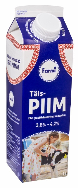 Täispiim FARMI, 3,8%-4,2% pure, 1 l (kogus 2 tükki)