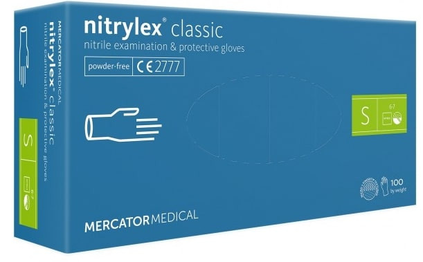 Ühekordsed kindad NITRYLEX Classic, nitriil, puudrita, sinine, S,100