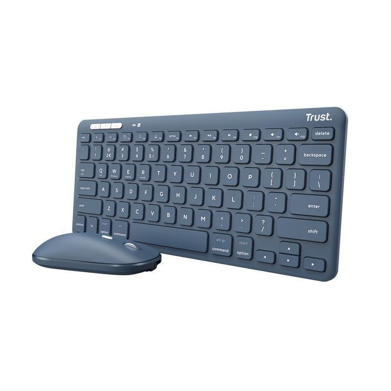 Trust Lyra klaviatuur Hiir kaasa arvatud RF juhtmeta ühendus + Bluetooth QWERTY Ameerika inglise keel Sinine