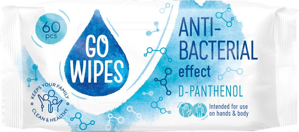 Niisked salvrätikud  GOWIPES Antibact D-Panthenol 60tk