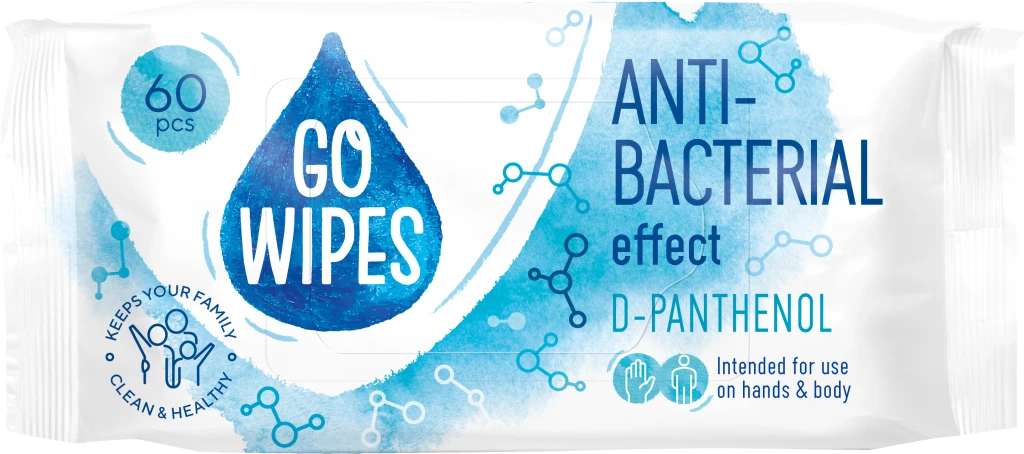 Niisked salvrätikud  GOWIPES Antibact D-Panthenol 60tk (kogus 3 tükki)