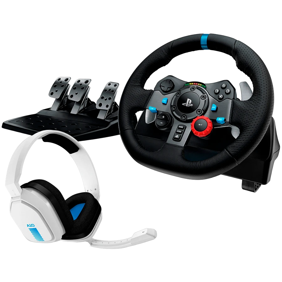 LOGITECH G29 Driving Force Racing Wheel for PS + Astro A10 - WHITE