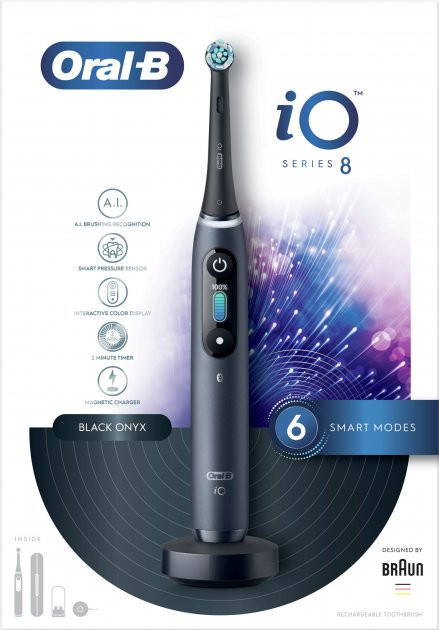Oral-B Electric Toothbrush iO Series 8N Rechargeable, For adults, Number of brush heads included 1, Number of teeth brushing modes 6, Black Onyx